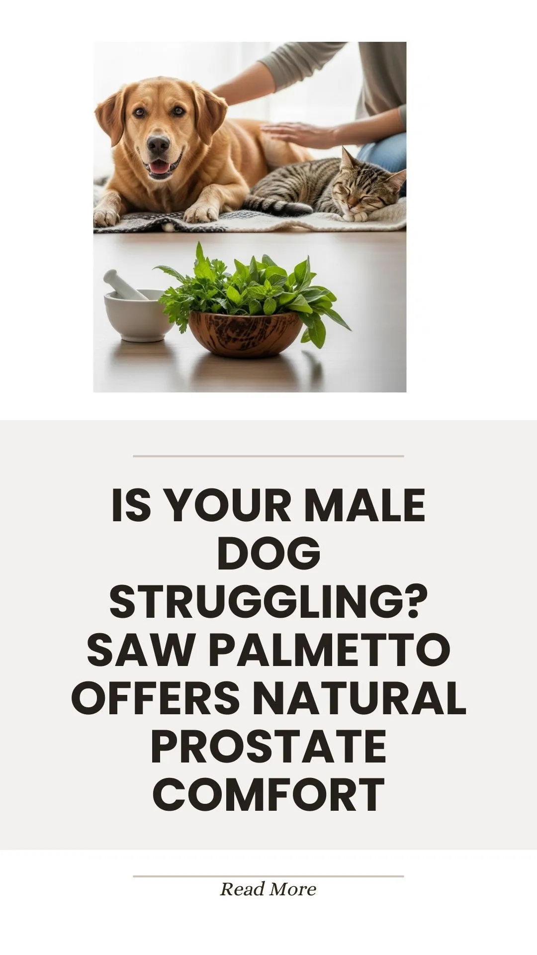 Saw palmetto herb for natural prostate comfort in male dogs