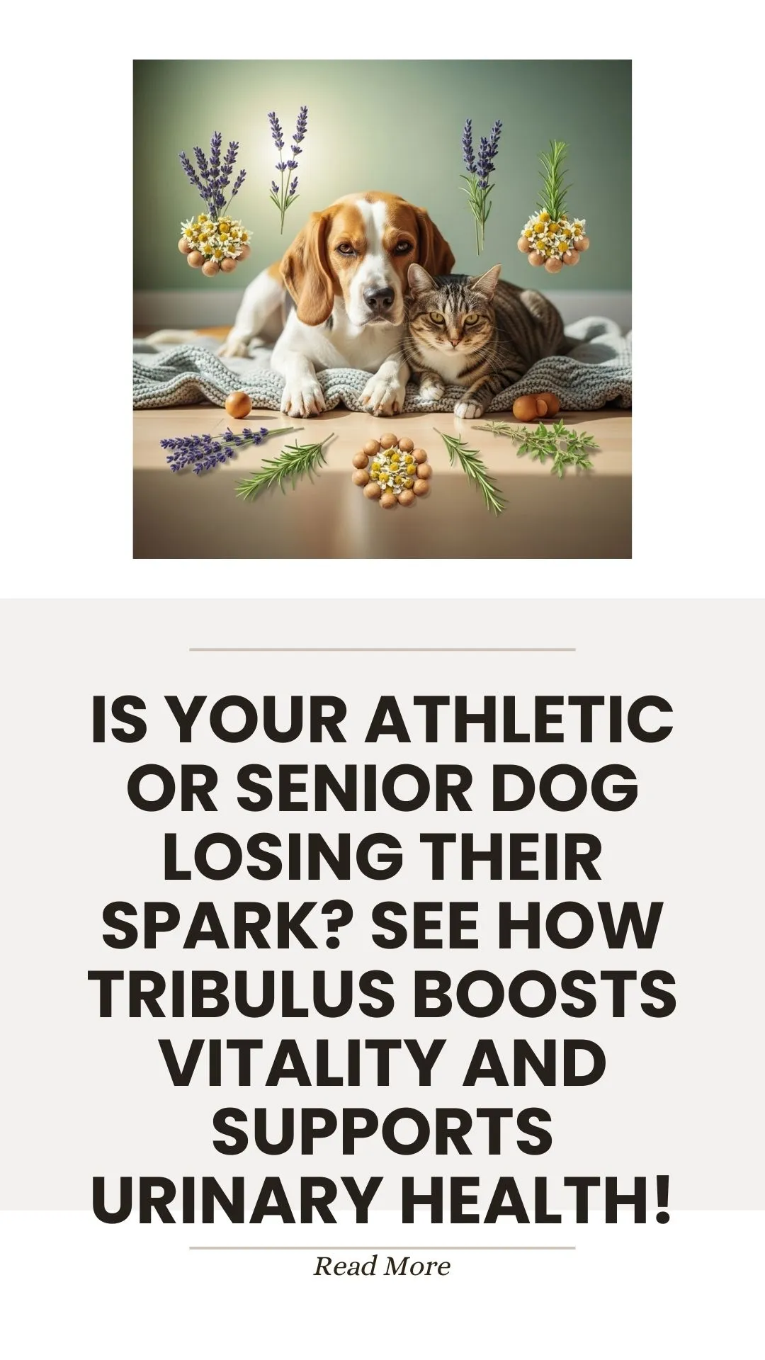Tribulus herb for boosting vitality in athletic and senior dogs