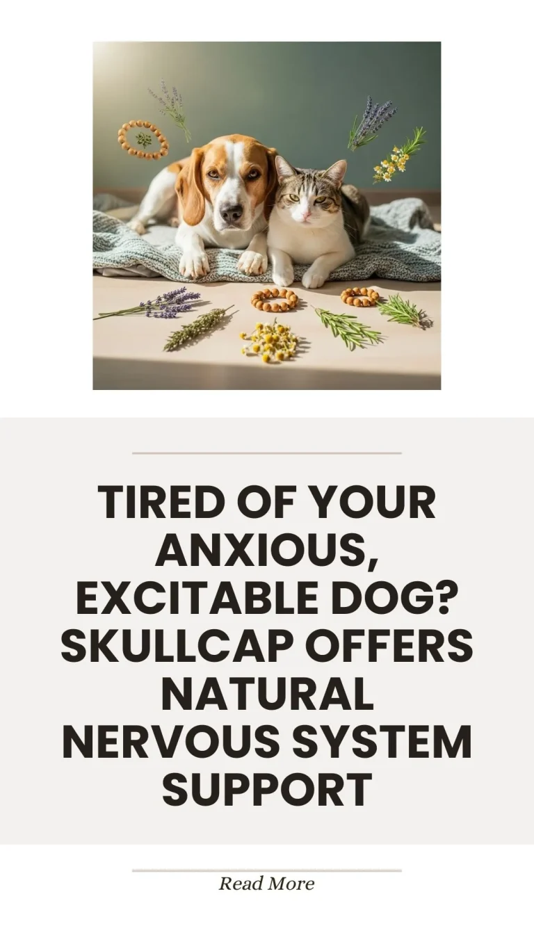 Skullcap herb for natural nervous system support in excitable dogs