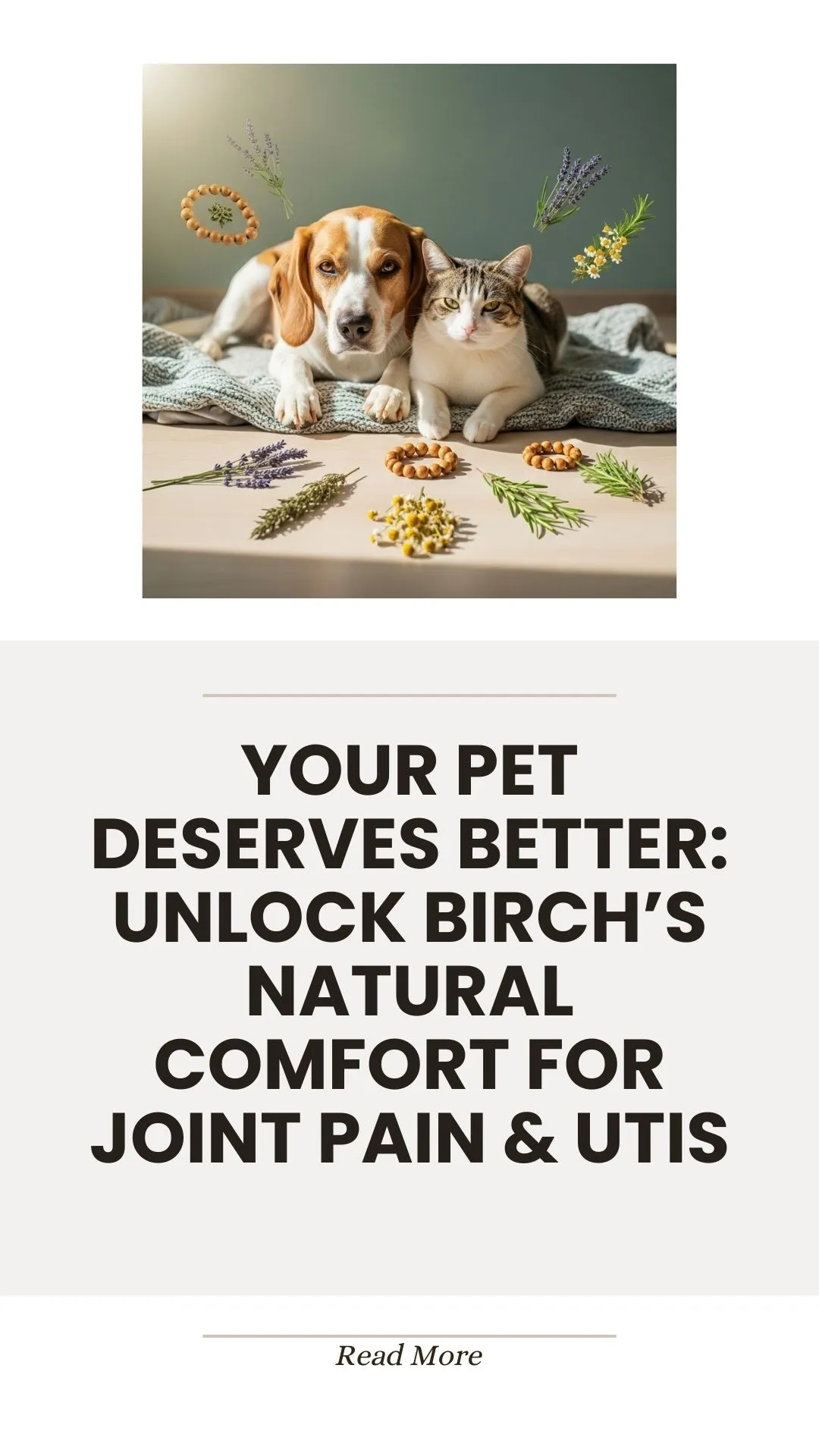 Birch bark for natural pet joint pain and UTI comfort